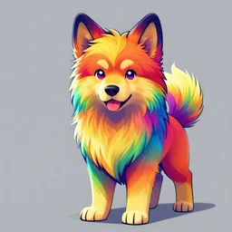 rainbow colored dog fursona, digital art