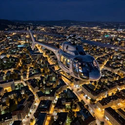 sci - fi bern switzerland cityscape. wide angle night photo. helicopter view. exaggerated detail. volumetric lighting. painting by masamune shirow. 4 k