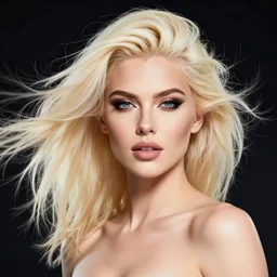 a stunning upper body portrait of a beautiful woman with bleach blonde hair blowing in the wind by marvel comics, digital art, trending on artstation