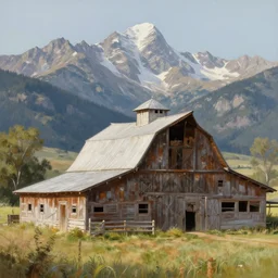 old farmhouse and barn, mountains, detailed painting 4 k hd realistic digital painting artstation by paul bonner by aarons slim by cordal isaac