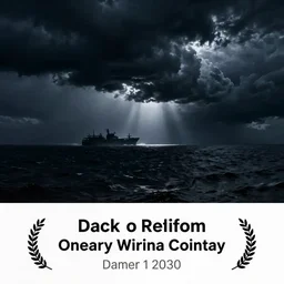 dark and stormy night on the open sea, atmospheric,