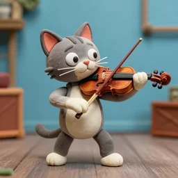 a cat playing the violin claymation by nick park