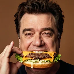 kevin bacon face wrapped inside a cheeseburger