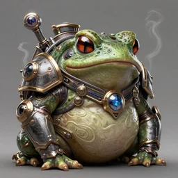 a fat slimy anthropomorphic toad king wearing ornate cyberpunk armor, smooth, intricate, elegant, digital painting, artstation, steam, grungy steel, concept art, sharp focus, octane render, illustration, art by josan gonzalez, overwatch character,