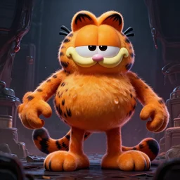 garfield cthulhu, digital art, highly detailed, horror