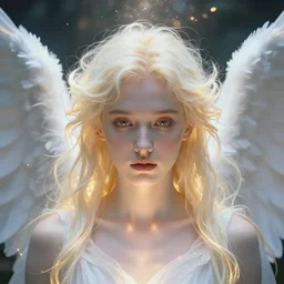 of a shoulder close up portrait of an energy emitting seraphim angel soul energy with hints of human symmetrical expressive facial features. soul art. rembrandt lighting. octane render, hyperrealism.