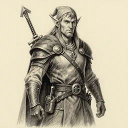 elf ranger, character, dungeons and dragons, pencil art, high quality, trending on artstation