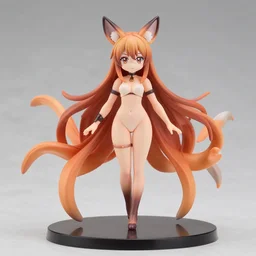 An anime Nendoroid of Kitsune with tentacles for hair, figurine, detailed product photo
