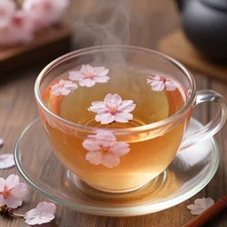 photo of sakura cherry blossom tea, beautiful, high detail, recipe, cinematic