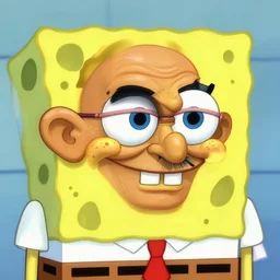 gandhi's face on spongebob's body from spongebob square pants cartoon, in the style of spongebob, inspired by spongebob, detailed spongebob body, full body shot, shoes