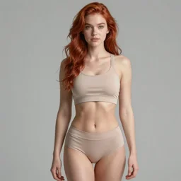 woman with tight abs and red hair, Concept art, Full Body, 4K Octane Render