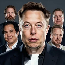 highly detailed portrait of elon musk, by Dustin Nguyen, Akihiko Yoshida, Greg Tocchini, Greg Rutkowski, Cliff Chiang, 4k resolution, nier:automata inspired, bravely default inspired, vibrant but dreary red, black and white color scheme!!!
