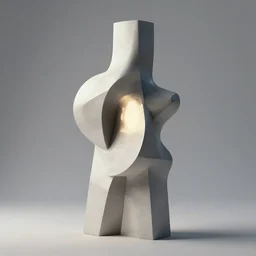 screenprint of a contemporary abstract sculpture by marcel duchamp, minimal surrealism, 3 d blender, volumetric light