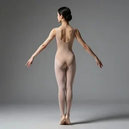sia furler’s back wearing a skin colored leotard full body artistic photoshoot from behind