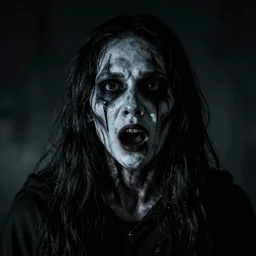 horrifying frightening face of the ghost in the horror classic its disturbing