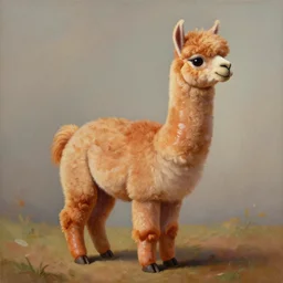 a surrealist cartoonish painting of an alpaca made out of frankfurter sausages, the neck and legs of the alpaca are frankfurter sausages! with smooth shiny skin. high resolution