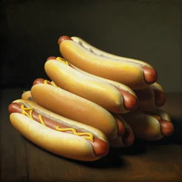pile of hotdogs dutch renaissance still life painting