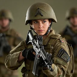 a photograph of emilia clark as a female soldier, cinematic lightening, professional, pentax k 1 0 0 0, sharp focus
