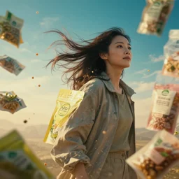 unbelievably beautiful, perfect, dynamic, epic, cinematic 8 k hd movie shot of semi - close - up eco food packaging materials for advertisement. by a chinese movie director. motion, vfx, inspirational arthouse, wlop, great composition, artstation, gradient colors