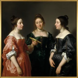 three women in a French painting 1700s