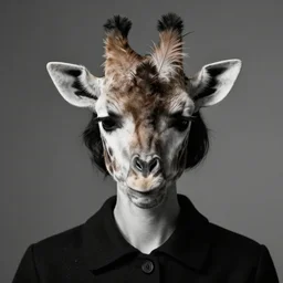 photographic portrait max ernst sad woman giraffe cat feathers face