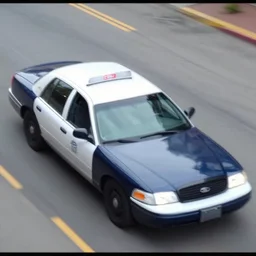 cctv footage of ford crown victoria, high angle security camera feed, blurry and glitchy,