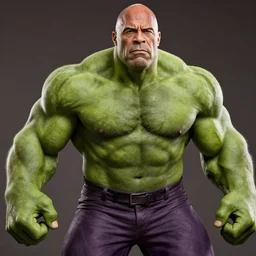 a still of a green dwayne johnson the rock as a bald incredible hulk