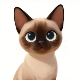 beautiful detailed cute character design of a cartoon siamese cat, tlk, tlk, in the style of'the jungle book'profile pic. deviantart adoptable, style of maple story and zootopia, portrait studio lighting by jessica rossier and brian froud in the style of disney balto, artstation deviantart alphonse mucha siamese cat
