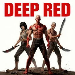 a movie poster for deep red hatchet murders by hr giger moebius yasushi nirasawa