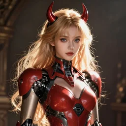 devil girl robot, octane render
