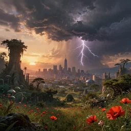 nature by caspar david friedrich, sunset vice city gem thunderstorm at fall azeroth liberty city sea cgsociety poppy extraterrestial junglepunk galactic futuristic, archdaily, wallpaper, highly detailed, trending on artstation.