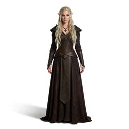 grizzled high elf sorceress, photorealistic portrait photography, full body, standing, isolated on a pure white background, centered, whole figure in frame, sharp focus, studio lighting