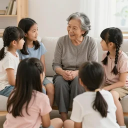 a grandma talking to her grandkids