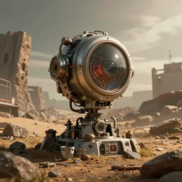 in a post apocalyptic wasteland, the last of human kind worship the last piece of technology, cinematic, beautifully lit, 3 d, trending on artstation, octane render, 8 k