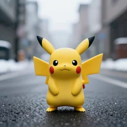 award winning photo by saul leiter of a tiny pokemon balbazar standing in the street, tiny gaussian blur, insanely detailed, insanely intricate, depth of field, low contrast, snowy, wide aperture