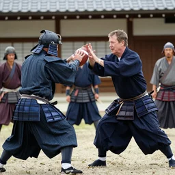 Coach Belichick in Edo Period Japan trying to teach samurai how to play football