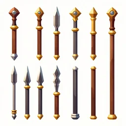 game asset sheet, material study, 2 d sprite, weapons, vibrant colors