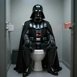 Darth Vader sitting on the toilet, 4k photo