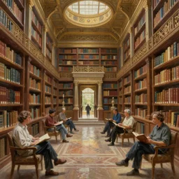 hyper realistic detailed oil painting of interior of legendary library of alexandria, hyperdetailed 4 k 8 k ultra hd, stanley artgerm lau, wlop, rossdraws, james jean marc simonetti ruan jia and artgerm and william, yuru camp, illustration, digital art, concept art