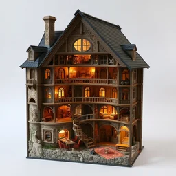 a dollhouse cutaway, in the style of hr giger, intricate, detailed, trending on artstation