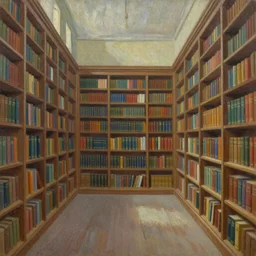 a landscape in the style of a library, oil painting.