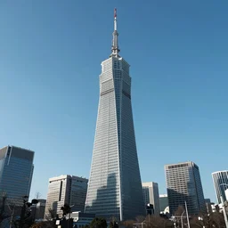“establishing shot of an isolated tower in Neo-Tokyo. 10 times bigger than any other building nearby. 2077 Akira. 8k”