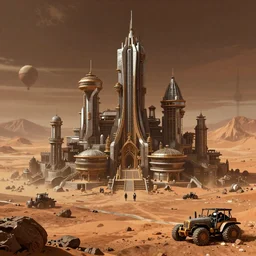 steampunk city on mars, hyperreal, artstation