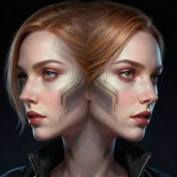 symmetrie!! symmetrical - face!! christina hendricks in cyberpunk 2 0 7 7, intricate, elegant, highly detailed, digital painting, artstation, concept art, smooth, sharp focus, illustration, art by artgerm and greg rutkowski