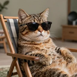 digital art, fantasy portrait of a cat in a lounge chair wearing sunglasses, by james jean, by ross tran, ultra detailed, character design, concept art, trending on artstation,