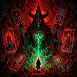 giger matte painting, depth art insane, witchcraft patterns, pour cell painting, crimson emerald vibrant, fluorescent flesh glowing, tarot depictions of darkness evil incarnate