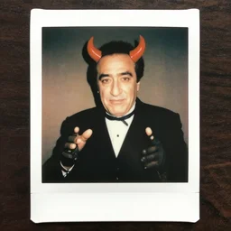 a polaroid of danny devito as the devil