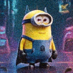 “minion batman, full body, UHD, hyperrealistic render, 4k, cyberpunk”