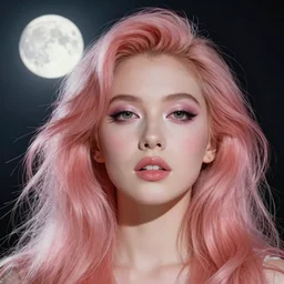 photograph of divine!!!!!!!!!!! ( ( ( ( ( ( with makeup ) ) ) ) ) ) her light pink hair shining in the light of the full moon, 1 9 9 0 s, taken by martin parr, saturated colour photo, high definition, 8 k