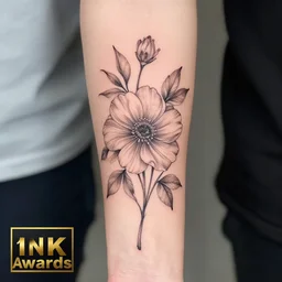 tattoo on inside forearm, line art, floral, tattoo awards, ink master, hyper realistic, 8 k,